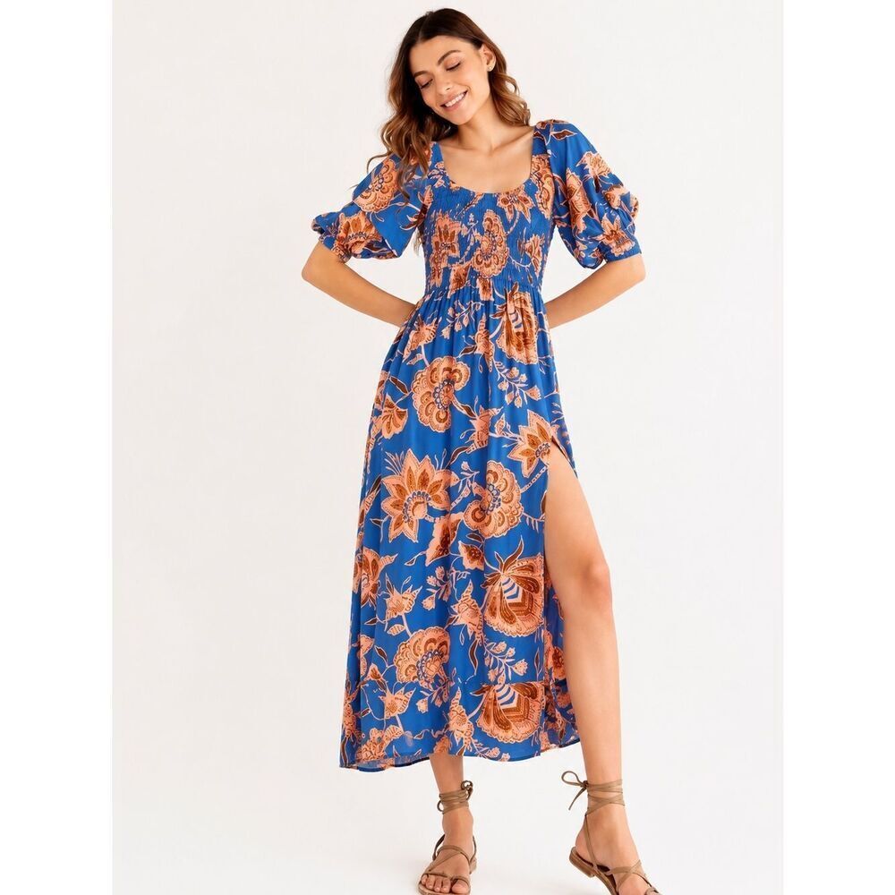 Omika Blair Midi Boho Floral Dress NWOT